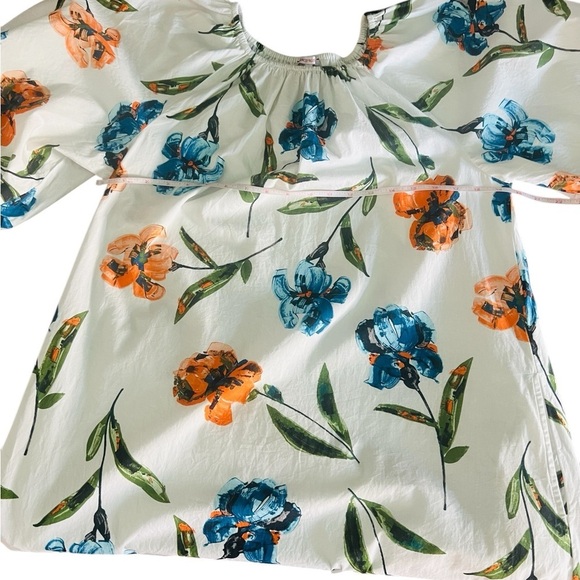 FRANCES VALENTINE MAXI CASUAL COTTON DRESS WHITE WITH BRIGHT FLORALS SIZE XS - Picture 7 of 11